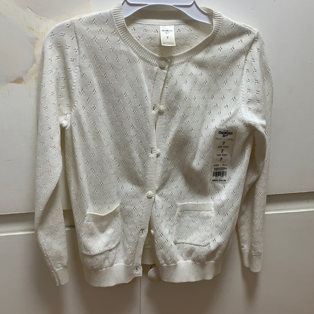 NWT Girls Ivory cardigan Sz 7 by Oshkosh B’gosh